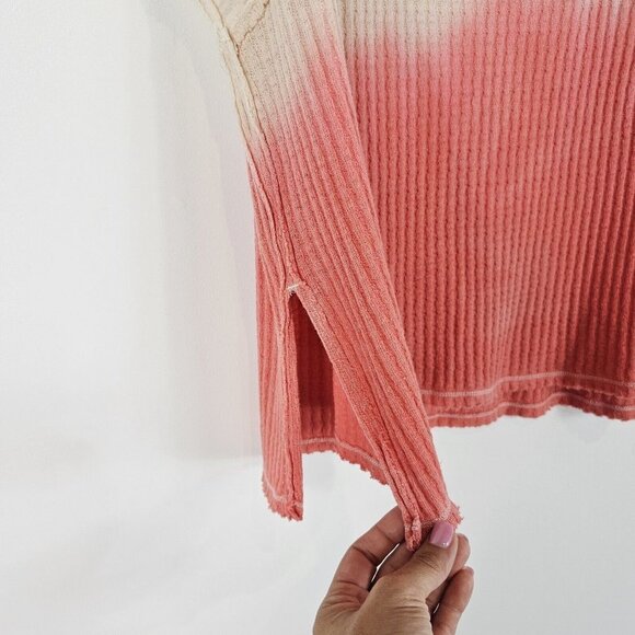 We The Free People Sun Dial Ombré T Shirt Size Small Coral Oversized Dip Dye Tee - Picture 5 of 15